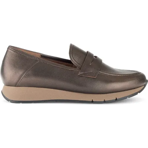 Bronzene Lederkorb Sneakers , Damen, Größe: 38 1/2 EU - Gabor - Modalova