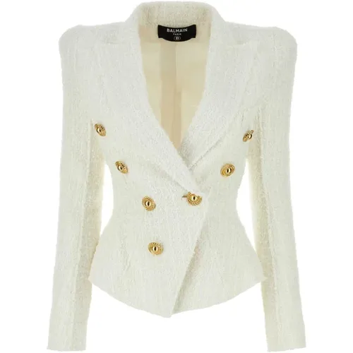 Weißer Tweed Blazer - Klassisches Modell - Balmain - Modalova