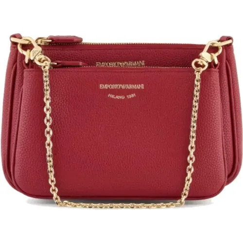 Mini Bag Bordeaux with Black Strap , female, Sizes: ONE SIZE - Emporio Armani - Modalova