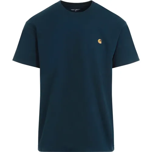 Blaues Chase T-Shirt , Herren, Größe: L - Carhartt WIP - Modalova