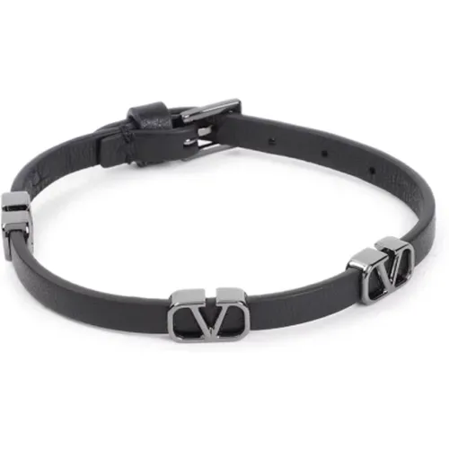 Schwarzes Lederarmband Eleganter Stil - Valentino Garavani - Modalova