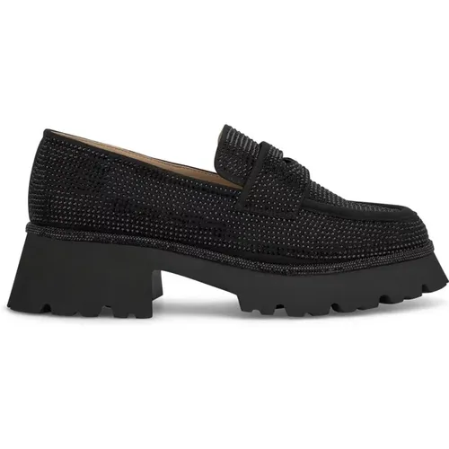 Glänzender Loafer mit Plateau , Damen, Größe: 42 EU - Alma en Pena - Modalova