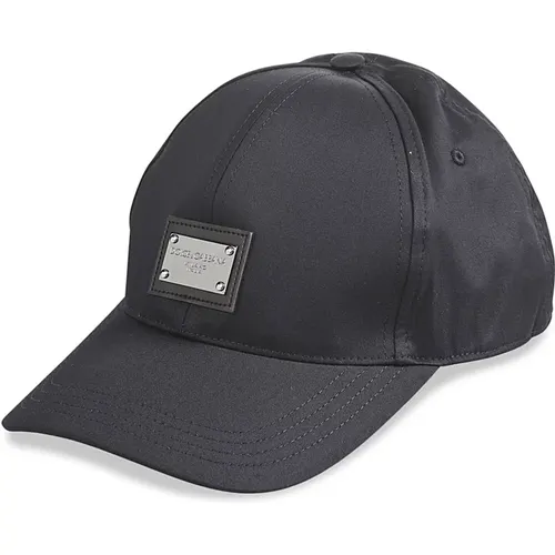 Cotton Stretch Hat with Visor and Applied Plaque , male, Sizes: 59 CM - Dolce & Gabbana - Modalova
