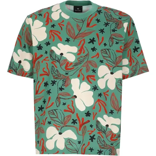 Emerald Sea Floral Print T-Shirt for Men , male, Sizes: S, XS - Paul Smith - Modalova