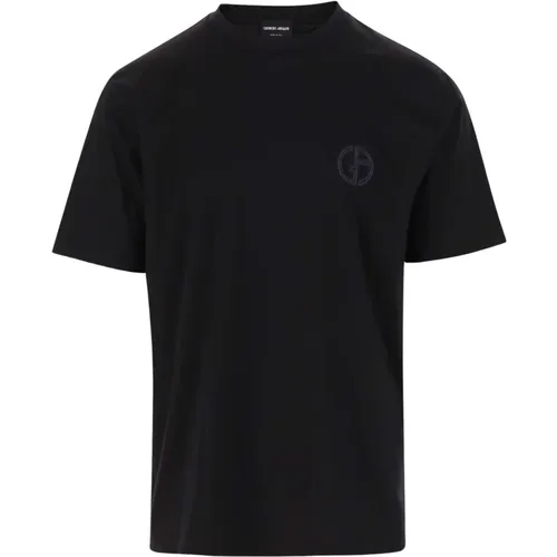 Baumwoll-T-Shirt mit Logodetail , Herren, Größe: 2XL - Giorgio Armani - Modalova