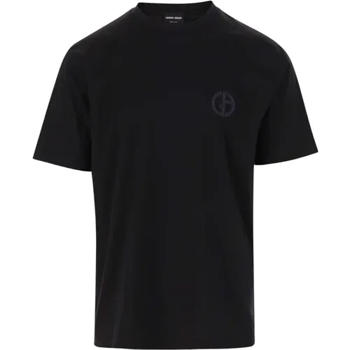 Baumwoll-T-Shirt mit Logodetail - Giorgio Armani - Modalova