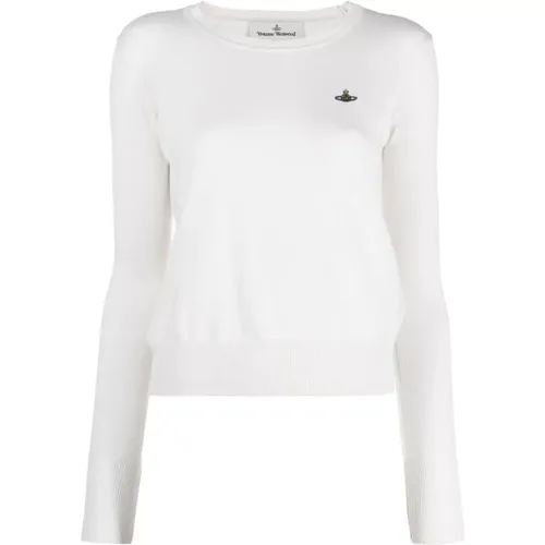 Beiger Orb-bestickter Pullover , Damen, Größe: M - Vivienne Westwood - Modalova