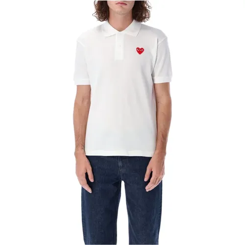 Rotes Herz Patch Polo Shirt , Herren, Größe: XL - Comme des Garçons - Modalova