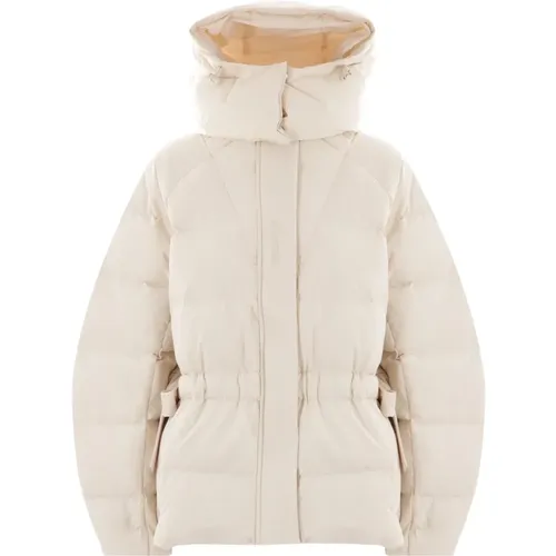 Oversized Ivory Seersucker Technical Coat , female, Sizes: L/XL, 2XS/XS, S/M - Ganni - Modalova