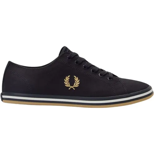 Navy Desert Twill Sneakers with Laurel Embroidery , male, Sizes: 7 UK - Fred Perry - Modalova