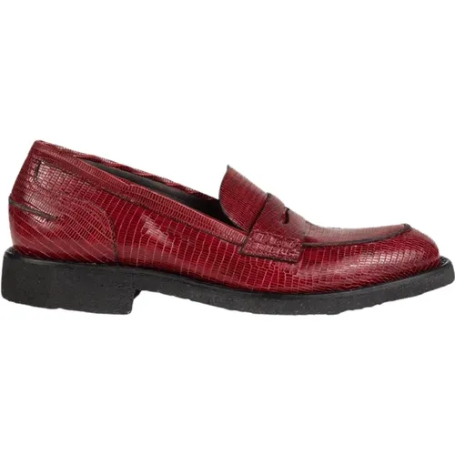 Sophisticated Rote Tejus Leder Loafers,Schwarze Tejusleder Loafers,Hochwertige schwarze Lederslipper - DEL Carlo - Modalova