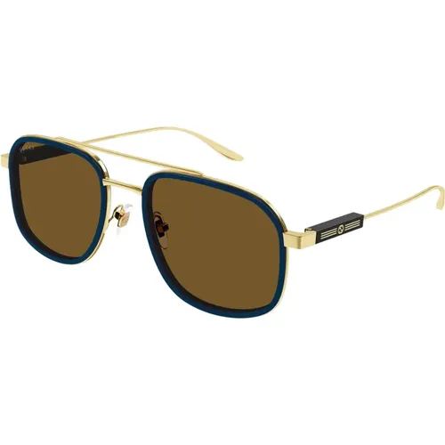 Gold/Braune Sonnenbrille Gg1310S , Herren, Größe: 56 MM - Gucci - Modalova