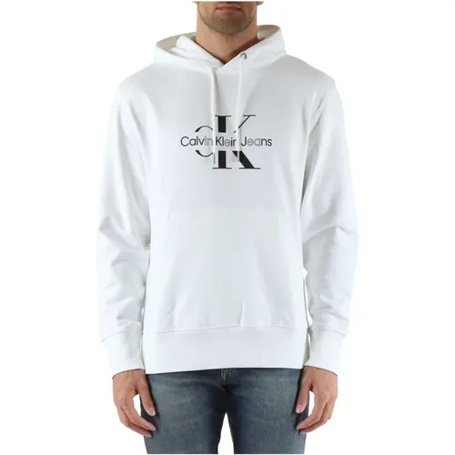 Cotton Hoodie with Logo Print , male, Sizes: M, S, L, XL, 2XL - Calvin Klein Jeans - Modalova