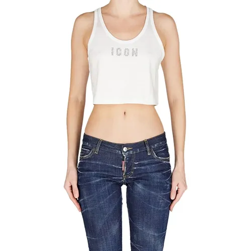 Kristall Top - Weiß , Damen, Größe: XS - Dsquared2 - Modalova