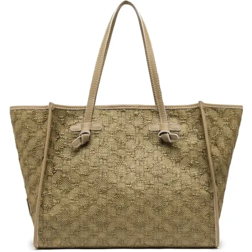 Straw Shopping Bag with Leather Handles , female, Sizes: ONE SIZE - Gianni Chiarini - Modalova
