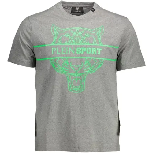 Grey T-Shirt with Bold Accents , male, Sizes: XL, S, L, M - Plein Sport - Modalova