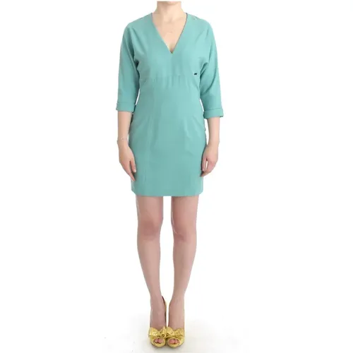 Grünes Kleid mit V-Ausschnitt und 3/4-Ärmeln , Damen, Größe: L - Costume National - Modalova