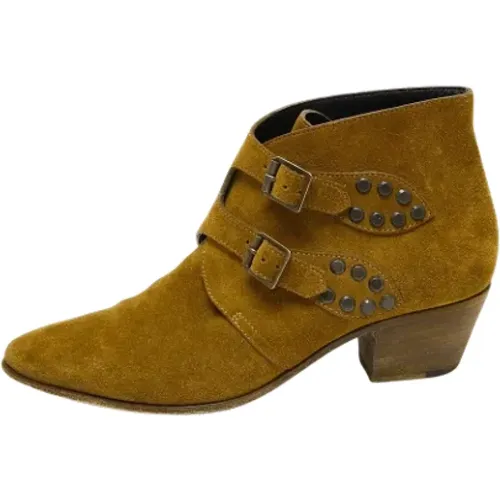 Pre-owned Suede boots , female, Sizes: 5 1/2 UK - Yves Saint Laurent Vintage - Modalova