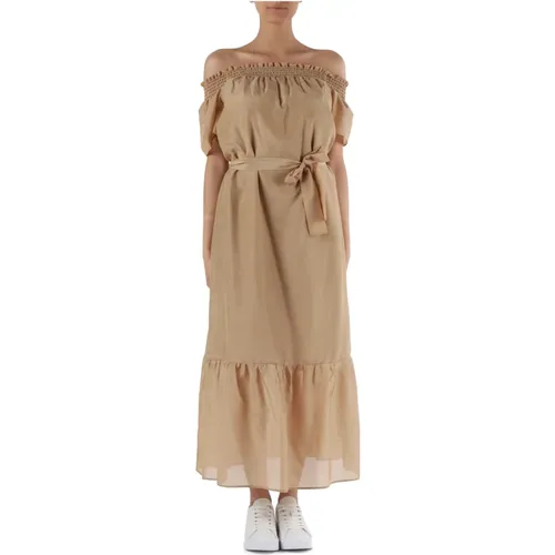 Cotton and silk dress with removable belt , female, Sizes: M, S, XS - Emme DI Marella - Modalova