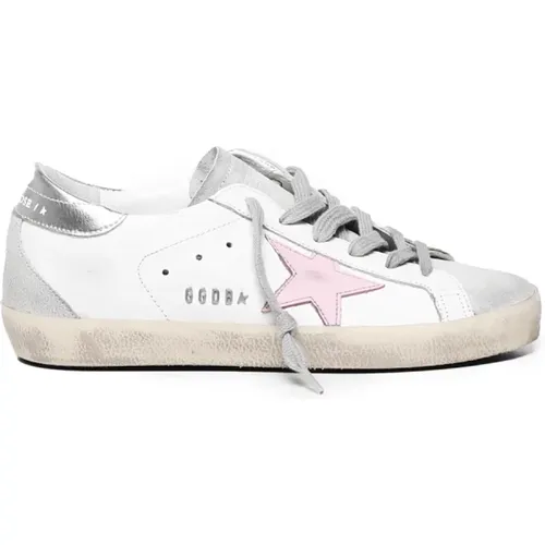 White Pink Sneakers with Star Application , female, Sizes: 8 UK, 4 UK, 3 UK - Golden Goose - Modalova