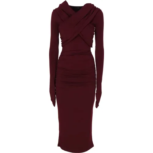 Bordeaux Elastic Dress with Hood , female, Sizes: S, 2XS - Andamane - Modalova