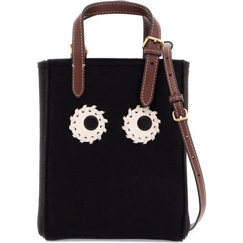 Eyes Design Mini Felt Tote Bag , female, Sizes: ONE SIZE - Anya Hindmarch - Modalova