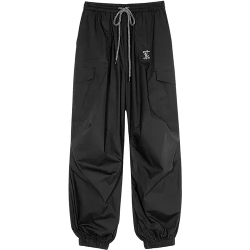 Schwarze Lange Hose mit Taschen und Kordel , Damen, Größe: XS - Twinset - Modalova