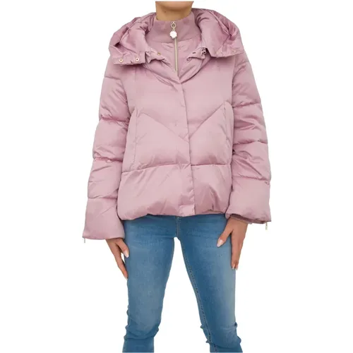 Short Satin Lilac Down Jacket , female, Sizes: XS, S, M - Nenette - Modalova