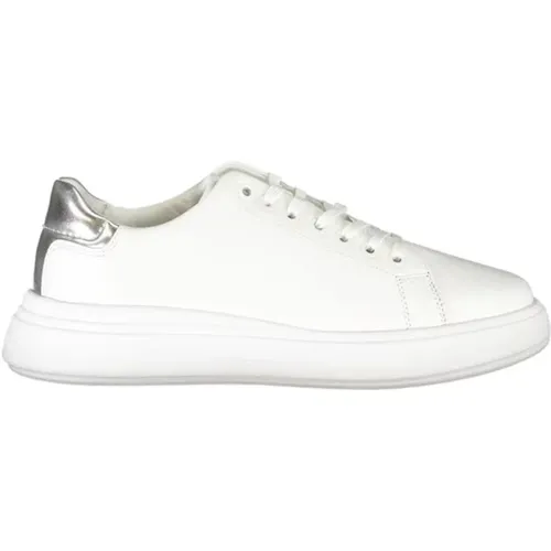 Printed Lace-Up Leather Sneakers , female, Sizes: 4 UK, 5 UK, 7 UK, 3 UK, 6 UK, 8 UK - Calvin Klein - Modalova