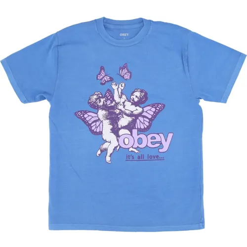 Cherubs Love Pigment Choice Azure T-Shirt , Damen, Größe: S - Obey - Modalova