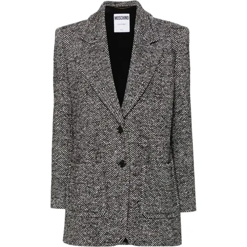 Herringbone Jacket with Dart Detailing , female, Sizes: 2XS, XS, S - Moschino - Modalova