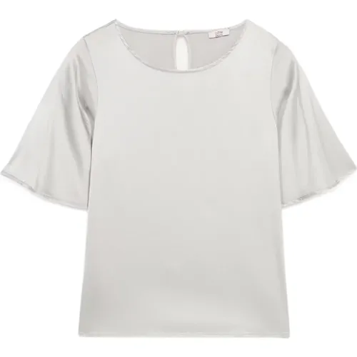 Satinbluse mit Cut-Out am Rücken , Damen, Größe: 2XL - Oltre - Modalova