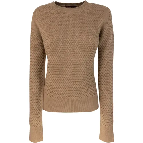 Kaschmir Rundhals Pullover Braun , Damen, Größe: S - Max Mara Studio - Modalova