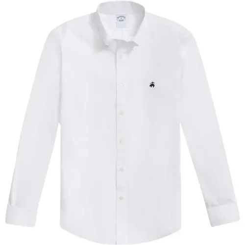 Weißes Regular Fit Non-Iron Stretch Baumwollhemd mit Button-Down-Kragen - Brooks Brothers - Modalova