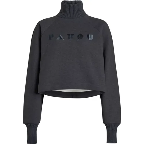 Embroidered Logo Grey Sweater , female, Sizes: M, S - Patou - Modalova