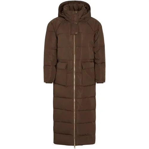 Stilvolle Lange Daunenjacke in Bitter Chocolate , Damen, Größe: XL - RUE de FEMME - Modalova