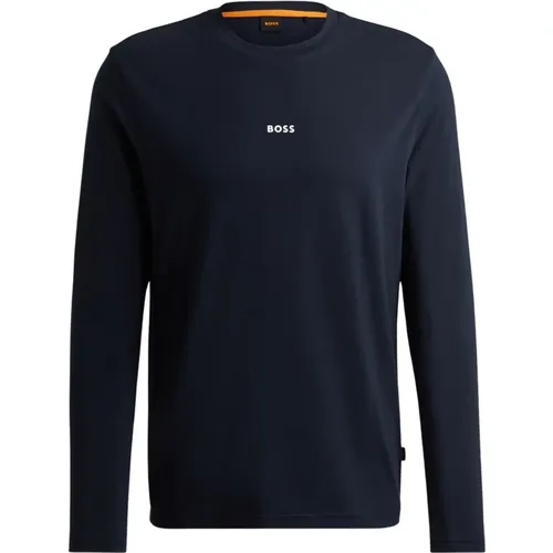 Blau Langarm T-Shirt Polo , Herren, Größe: L - Hugo Boss - Modalova