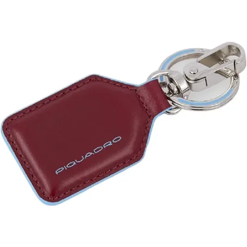 Leather Keychain with Carabiner , male, Sizes: ONE SIZE - Piquadro - Modalova