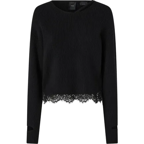 Casual Schwarzer Wollmischung Sweatshirt - pinko - Modalova