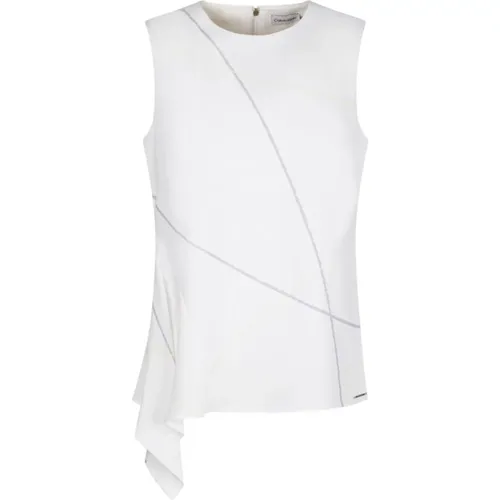 Asymmetric Sleeveless Top with Round Neckline , female, Sizes: XS, M, S - Calvin Klein - Modalova