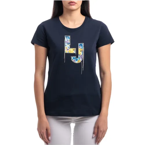 Logo and Rhinestone T-shirt , female, Sizes: XL - Liu Jo - Modalova