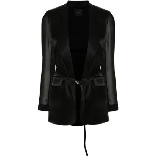 Satin Finish Jacket with Sheer Sleeves , female, Sizes: L, M, S, XS, XL - pinko - Modalova