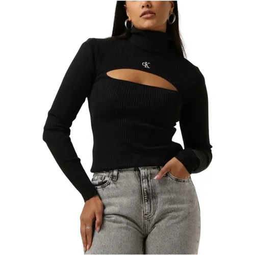 Cut Out Tight Sweater , Damen, Größe: L - Calvin Klein - Modalova