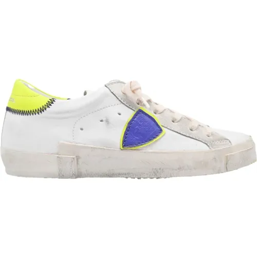 Paris Low Woman Sneakers Neon White Yellow , female, Sizes: 2 UK - Philippe Model - Modalova