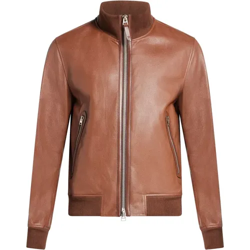 Italian Leather Bomber Jacket Zip Closure , male, Sizes: 2XL, 4XL - Tom Ford - Modalova