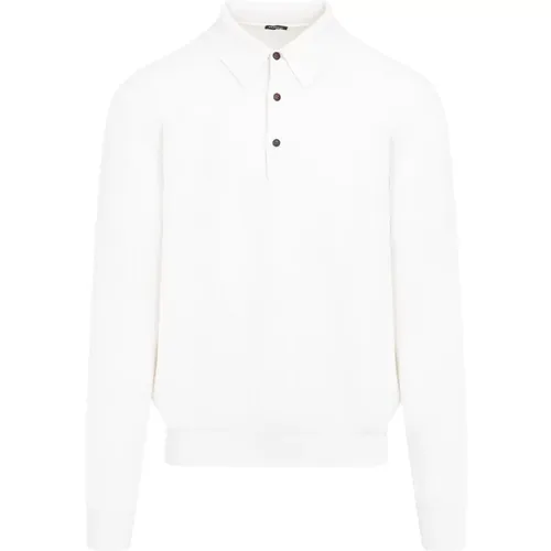 Luxuriöser Cashmere Polo Pullover Weiß - Kiton - Modalova