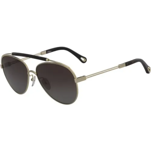Stilvolle Sonnenbrille Schwarz und Gold - Chloé - Modalova