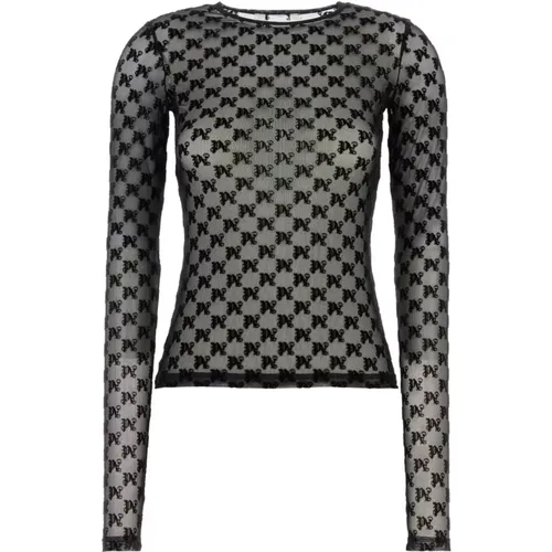 Stylisches Schwarzes Mesh Top , Damen, Größe: XS - Palm Angels - Modalova