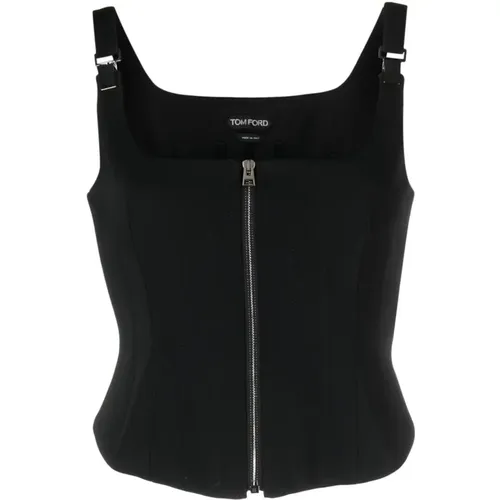 Silk Corset Top with Zip , female, Sizes: XS - Tom Ford - Modalova