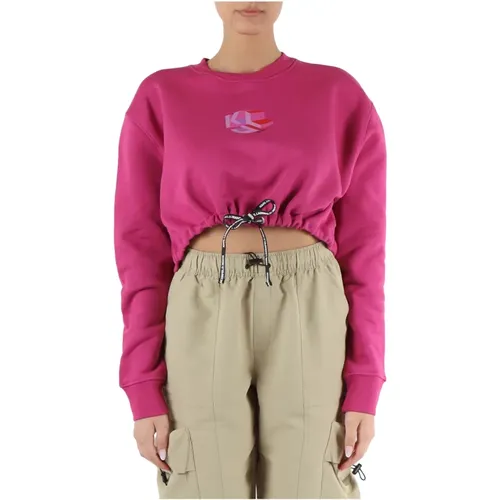Cropped Cotton Sweatshirt with Logo Print , female, Sizes: M, L, S, XS - Karl Lagerfeld - Modalova